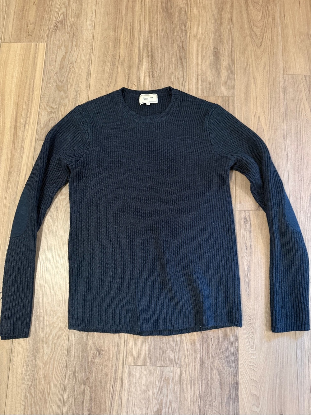 Frank & Oak Men's Black Ribbed Crewneck Sweater